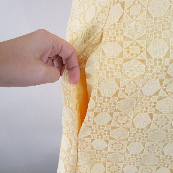 White House Black Market Plus Size Yellow Lace Halter A-Line Fit Flare Dress 16 - Picture 6 of 12